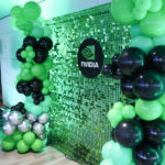 Backdrop office party event styling